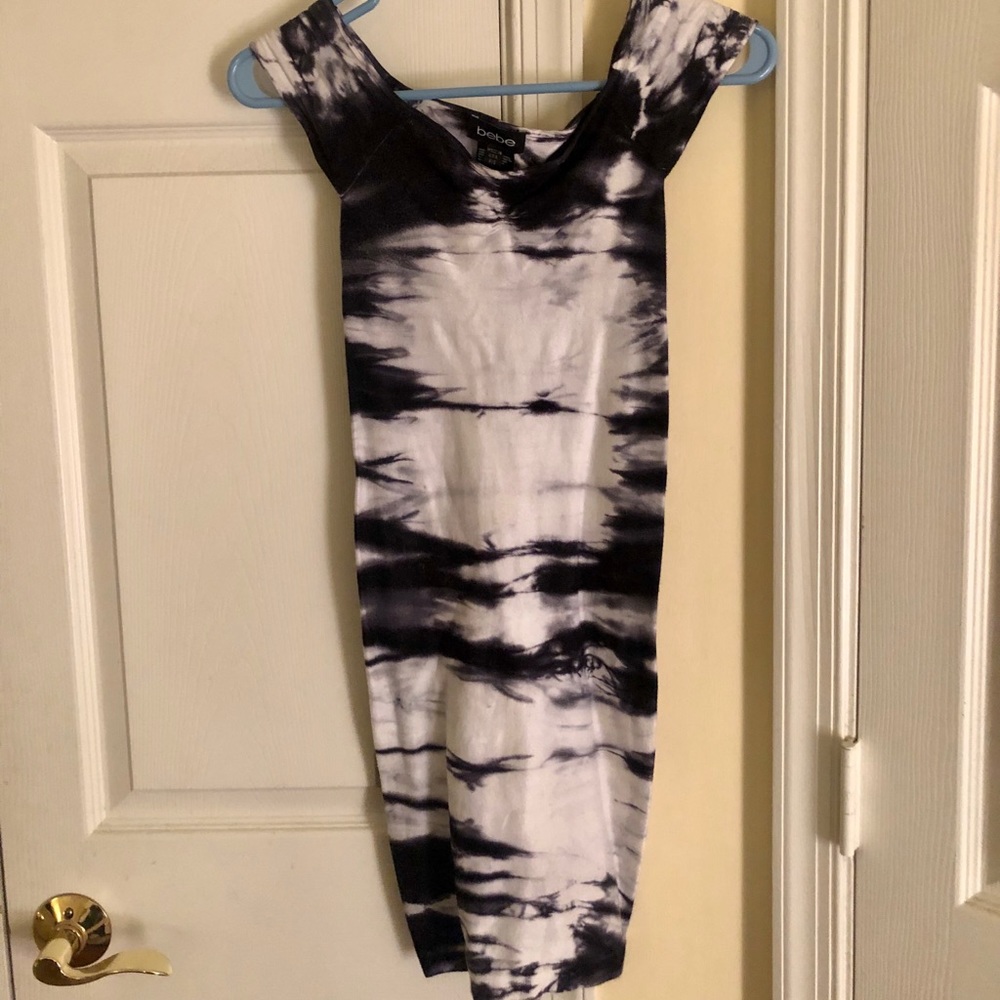 Bebe black & white tie dye dress